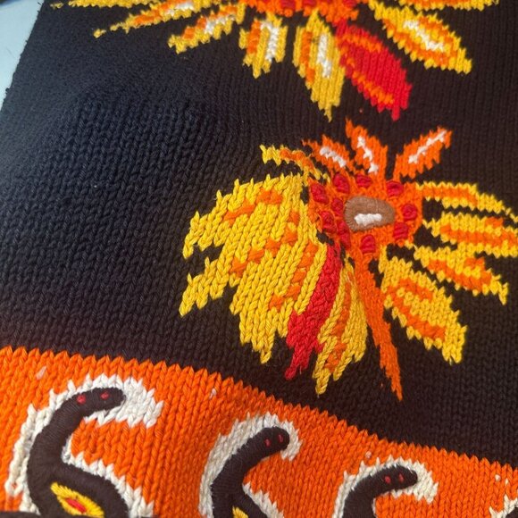 Roberta Freymann Sunflower Knit Oversized Sweater Women Autumn Vintage Tunic - Picture 5 of 16